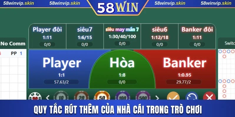 Quy tắc rút thêm của Nhà cái trong trò chơi